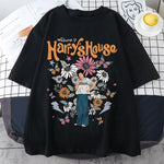 Harrys House Women T-shirts Cotton Summer Manga Graphic Short Sleeve Tee Soft