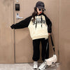 Thicken Children Tracksuit Outfit Plush Hooded Spliced