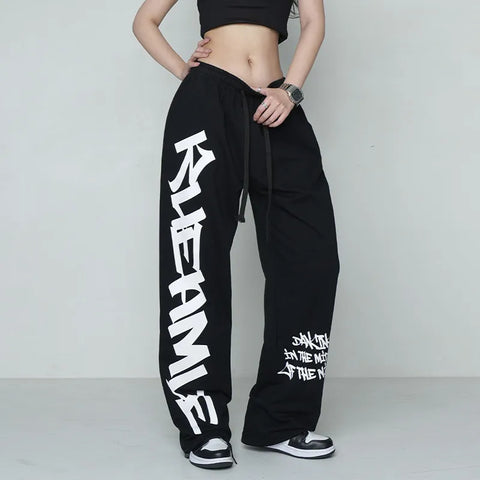Y2K Streetwear Joggers: Autumn Letter Print Sweatpants for Women