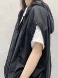 Harajuku Hooded Sleeveless Cardigan Women Vintage Hip Hop Zipper Oversized