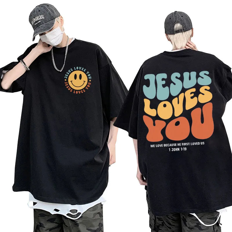 Jesus Loves You Funny T Shirt Men Christian Jesus Aesthetic T-shirt
