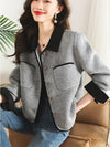 Elegant Fashion Buttons Grey Tweed Jacket