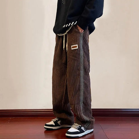 Y2K Men's Fashion: Vintage Corduroy Streetwear Plus Size Pants