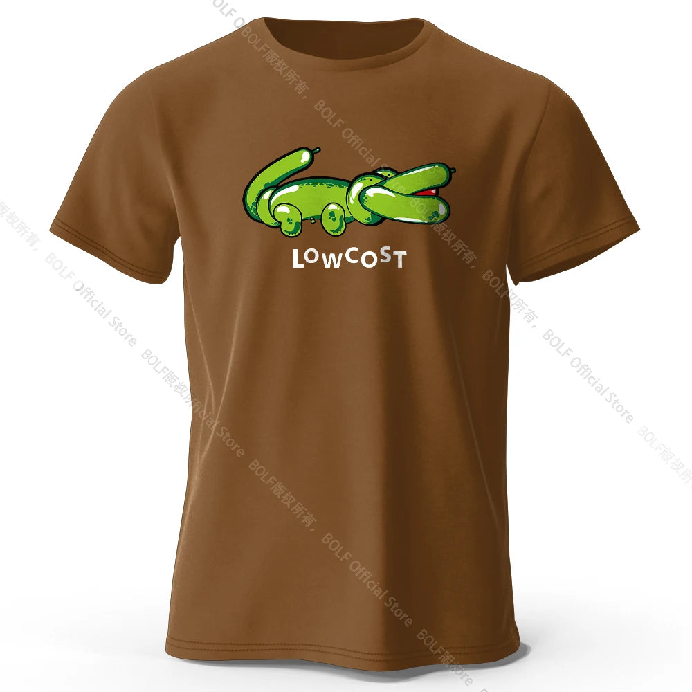 Mens Lowcost Crocodile Joke Tshirt 100 Cotton Oversized Funny Tee