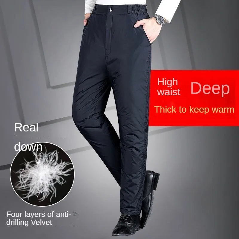 Thickened Down Men's Trousers Winter Warm Straight