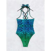 Fashion Printed Hollowed Out One Piece Bikini Set