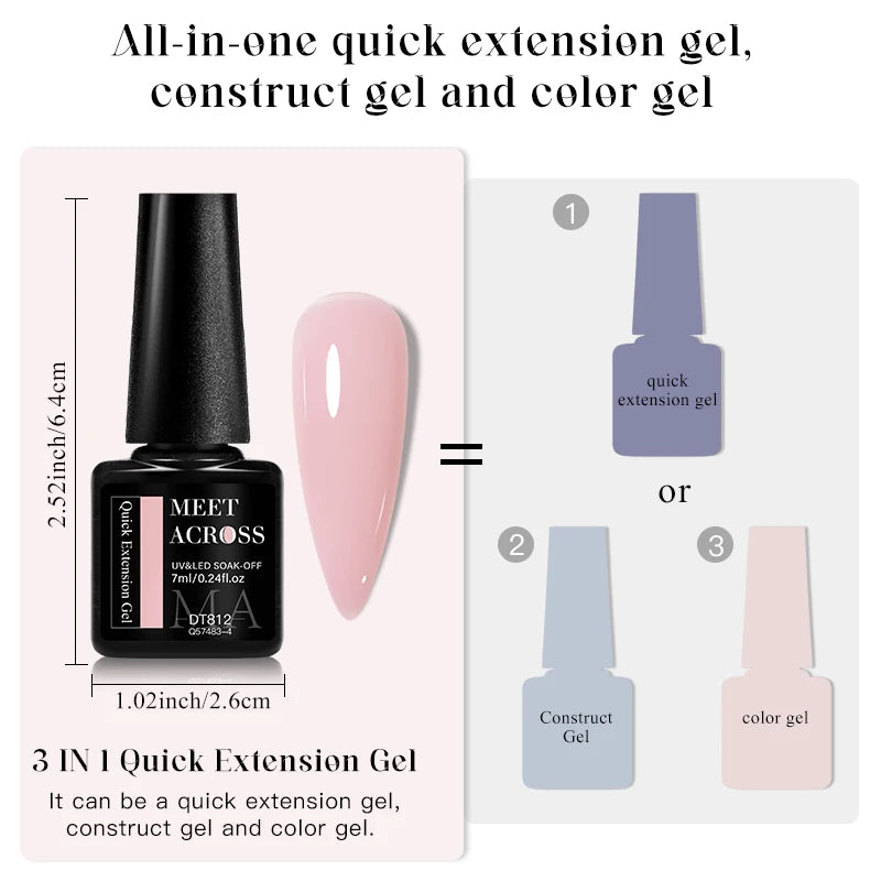 7ML Pink Glitter Quick Extension Gel Nail Polish Gold Foils