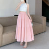 2024 Summer High-Waist Pink A-Line Midi Skirt for Women