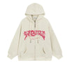 Y2k Zip Up Hoodie Women Spring Retro Embroidered Letter Loose Long Sleeve