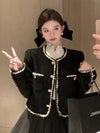 Elegant Buttons Cropped Coat Casual O Neck Jacket