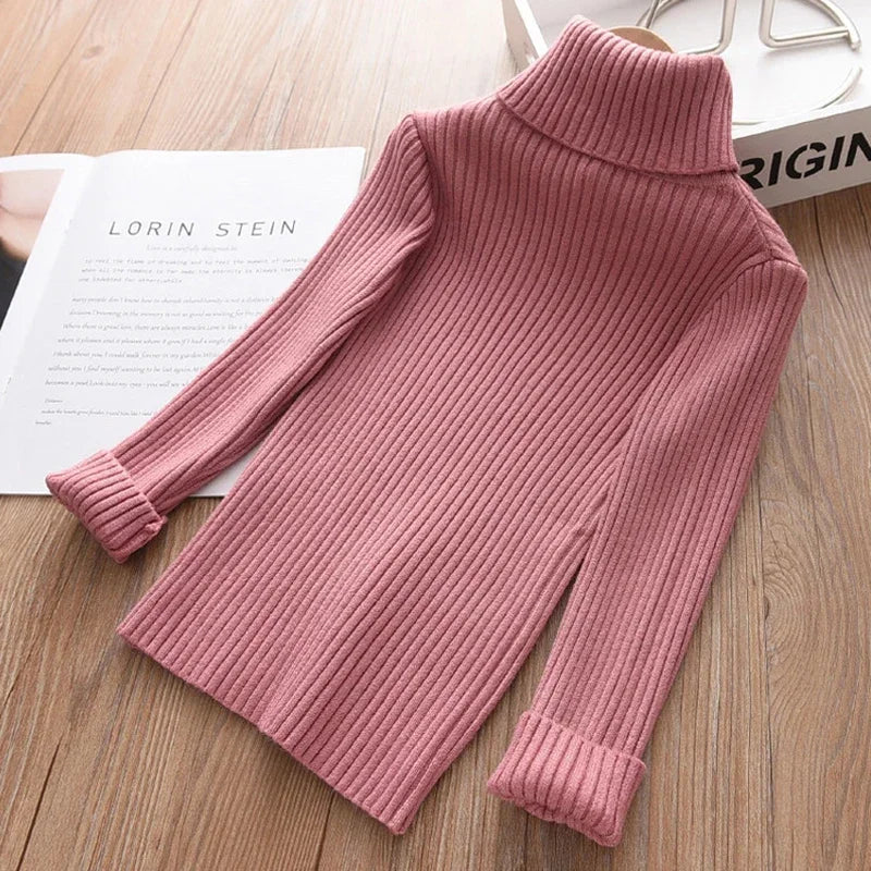 2025 Sweater Kids Autumn Girls Turtleneck 1-9Yrs
