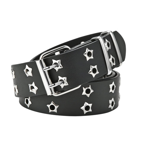 Star Eye Rivet Belt - Goth Style Casual PU Leather Waistband
