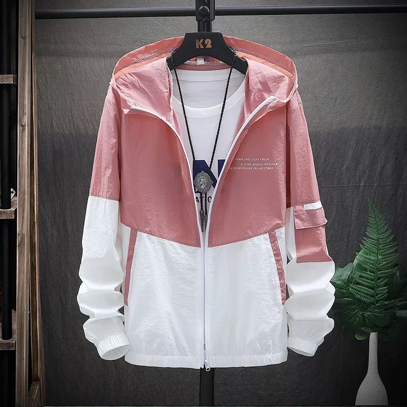 Summer Hooded Windbreaker Men Women Waterproof Sun Protection