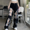 Denim Hole Jeans Retro Y2k Hollow Out Wide Leg High Waist For Women