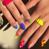 Colorful Glossy Acrylic Press On Nails Long Coffin Tips