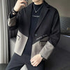 2024 Winter Men's Patchwork Suit Collar Pocket Loose Blazers