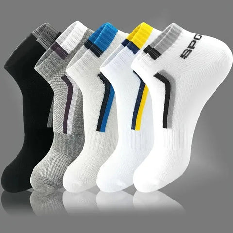 5 Pairs Men's Short Socks Print Color Block Breathable