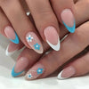 Colorful Glossy Acrylic Press On Nails Long Coffin Tips