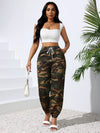 Camouflage Denim Drawstring Ankle Pants