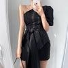 Elegant Irregular Black Off Shoulde Mini Dress
