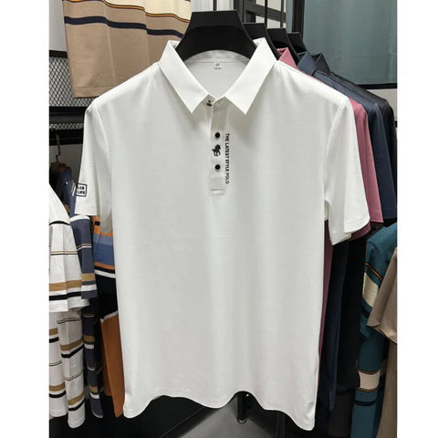 Ice Silk Polo Shirts for Men - High-Quality Business Style with Hot Stamping
