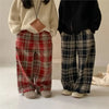 Kids Pants Plaid Printed Wide-leg Pants Winter Clothes