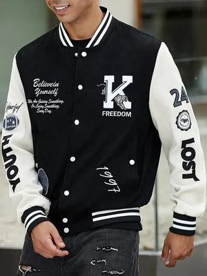 Letter Print Baseball Jacket