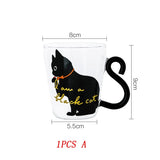 1-2pcs 250 ml Cat Glass Coffee Mug Set Handgrip Animal Shaped Milk Water Juice Mugs Tea