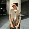 2024 Hot Fashion Women Bomber Cropped Jackets Female Golden Button Blazer Spring