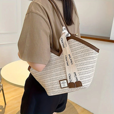 Tote Bag Women's Trendy Retro Handheld Grass Woven Bag Versatile