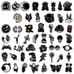 50Pcs Black White Gothic Graffiti Stickers Skull DIY Motorcycle Laptop Phone Helmet