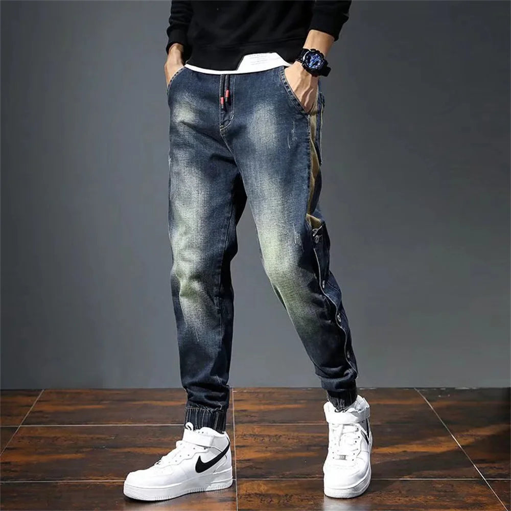 Pockets Desinger Loose fit Jeans Stretch Retro Streetwear Relaxed Tapered