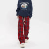 Harajuku Oversize Red Plaid Pants Women
