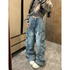 Blue Graffiti Y2K High Waisted Wide Leg Jeans Women’s Streetwear