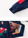 Kids V Neck Cardigan Car and Bear Pattern Winter Sweater