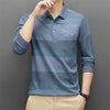 New Men's Casual Stripe Plaid Long Sleeve Polo Shirt