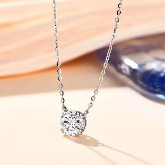 Moissanite Diamond 6.5mm 1CT Necklace For Woman Pendant 925 Silver Necklace