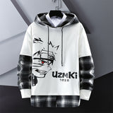 Fake Two-Piece Hooded Pullover Streetwear Cartoon Hip Hop Tops