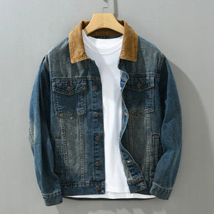 Patchwork Denim Autumn Vintage  Washed Outwear
