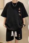 Summer Set Men Oversized T Shirt Shorts 2 Piece Outfits Short Sleeve moon rocket