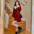 Winter Fashion Sweet Cute Doll Collar Bubble Sleeve Velvet Mini Dress Christmas Party Dresses
