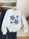 Street Women Sweatshirts Imitation Denim Prints Star Graphic Pullover