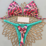 Cute Heart Print Bikini Two-Piece Swimsuit for Women's Beachwear