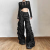 Punk Black High Waist Trousers Baggy Mopping Pants For Women Hip Hop