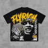 Abstract Face Graphic Cotton Oversized T-Shirt Y2K Men