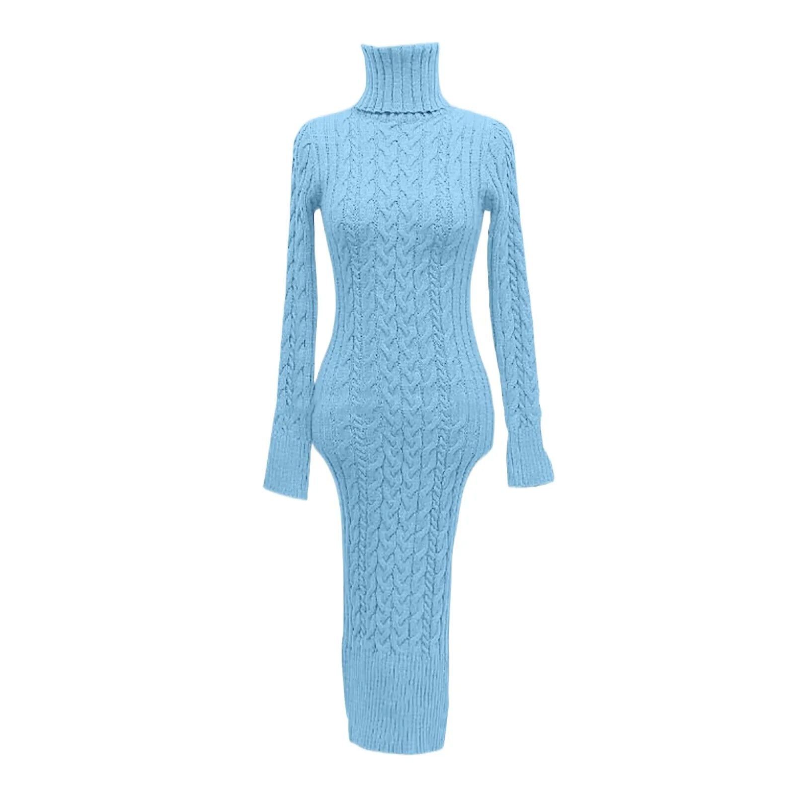 Women’s Turtleneck Knitted Bodycon Midi Dress