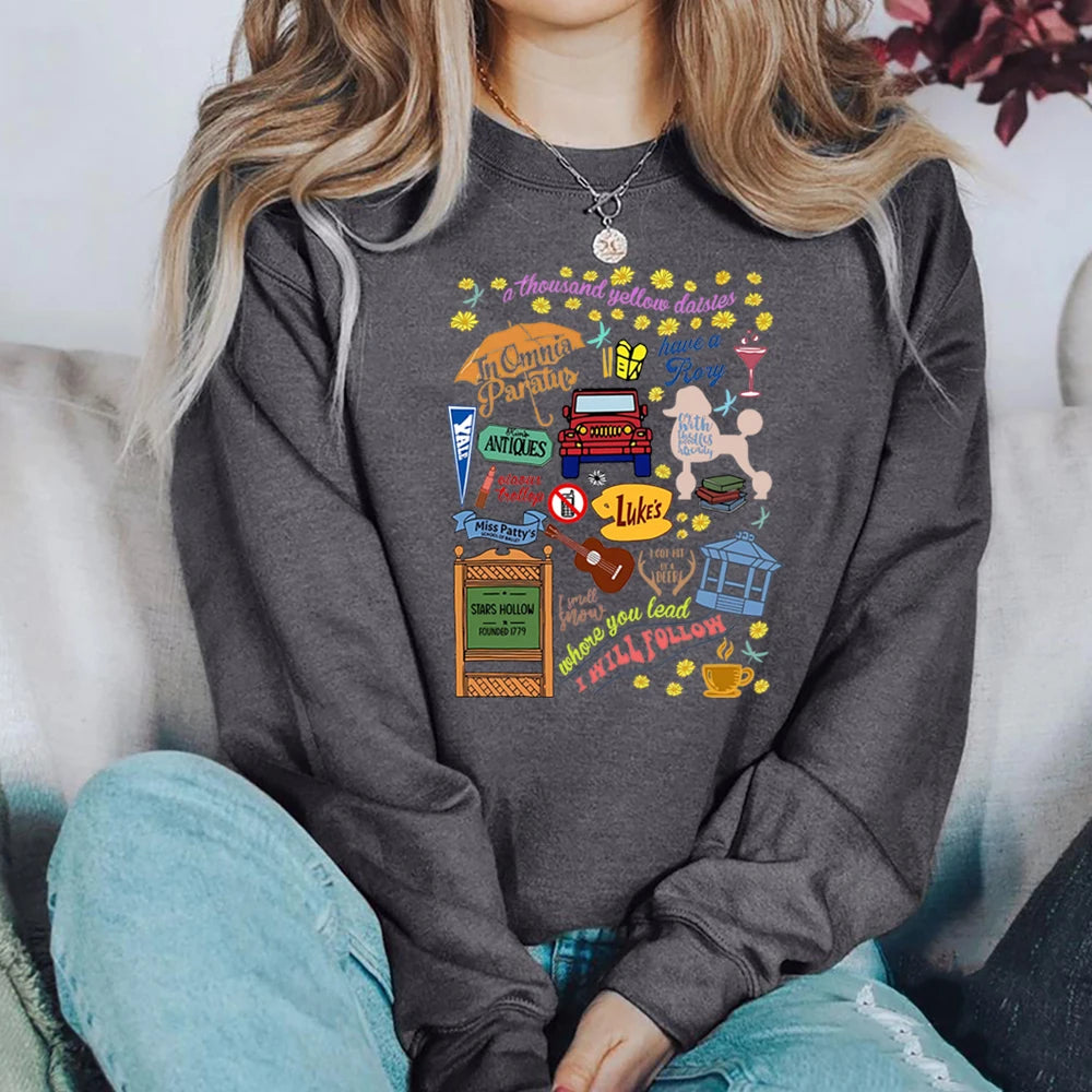 Vintage Gilmore Girls Stars Hollow Dragonfly Luke's Diner Sweater