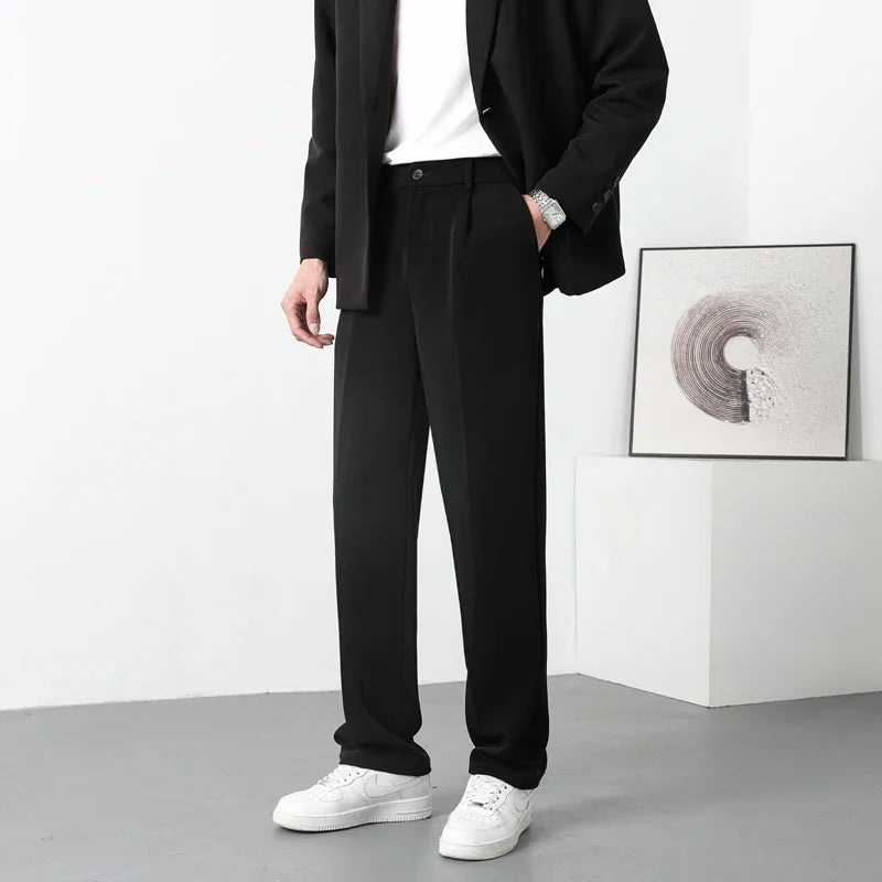 Lightweight Chino Pants Korean Fashion Pleated Trousers