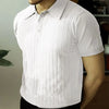 2024 Summer Knit Men's Polo Shirt Business Casual Striped Lapel Short Sleeve