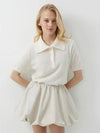 Wolfeel Summer New Polo Collar Hollow Knitted Short Sleeved Sweater Women's